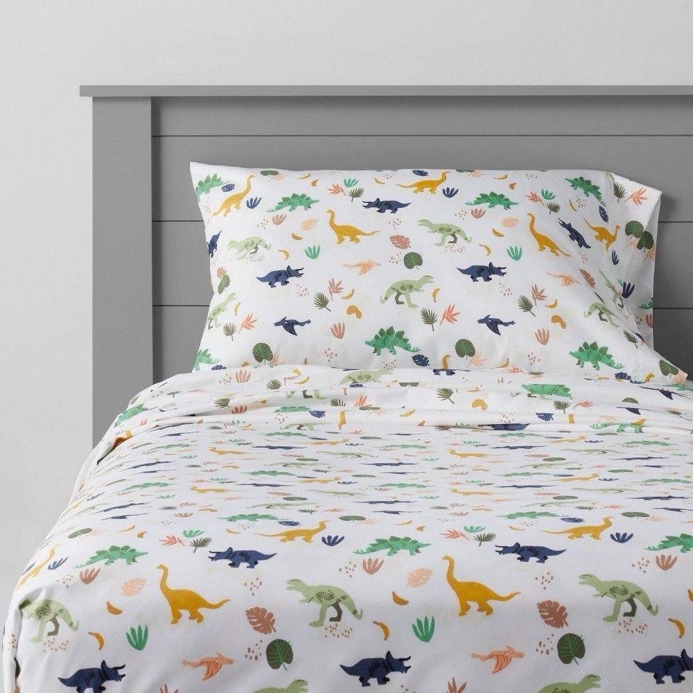 Twin Dinosaur Microfiber Kids Sheet Set Pillowfort Green 3 Piece OEKO-TEX